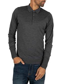 John Smedley Herren Cotswold Langarm-Polo-Shirt, Grau, M von John Smedley