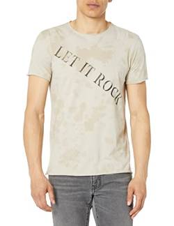 John Varvatos Herren Kurzarm Graphic Tee Let It Rock, Fossil Grey, Klein von John Varvatos