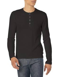 John Varvatos Herren Noah Henley Hemd, Schwarz, Mittel von John Varvatos