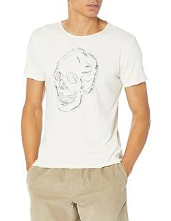 John Varvatos Herren T-Shirt mit Totenkopf-Stickerei, Salz, Klein von John Varvatos