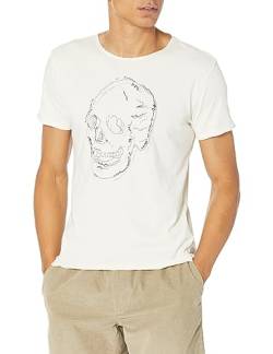 John Varvatos Herren T-Shirt mit Totenkopf-Stickerei, Salz, X-Klein von John Varvatos