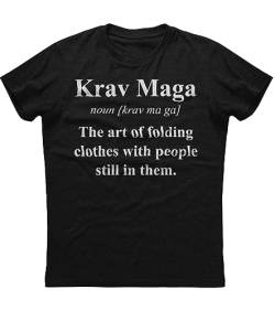 Krav MAGA Art of Folding Clothes with People in Them Funny T-T-Shirts Hemden Black(Medium) von Johniel
