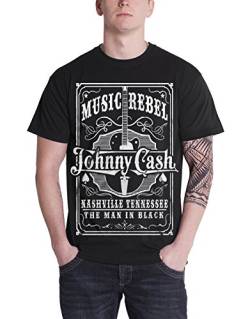 Johnny Cash T Shirt Music Rebel man in Schwarz logo Nue offiziell Herren Schwarz von Johnny Cash