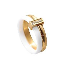 Joielavie 2 in 1 Ring Keramik Weiß Schwarz Edelstahl Oxid Puzzle Schmuck Damen Mädchen Ehering Verlobung Hochzeit, Keramik von Joielavie