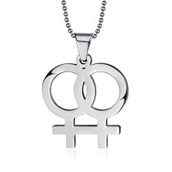 Joielavie Bijouterie Anhänger Halskette Doppelte Weibliche Symbol Spleiß Homosexuell Lesbian LGBT Gay Pride Edelstahl Kette Geschenk Für Frauen von Joielavie