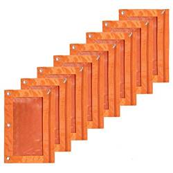 8 x Federmäppchen mit drei Löchern – Kapazität, langlebige Ordnertasche mit transparentem Fenster, Orange von Jojomino