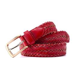 Jojomino Damen-Gürtel, geflochten, handgefertigt, gestrickte Damen-Jeans, lässig, dekorativer Gürtel für Bekleidungszubehör, Rot, 90cm von Jojomino