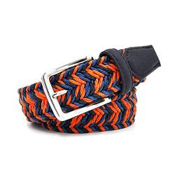 Jojomino Männer Baumwolle Leinwand Metallschnalle Gürtel elastisch Orange + Marine + Blau Wachsseil gemischt männliche Gürtel Leinwand von Jojomino
