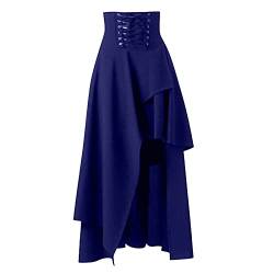 Damen Gothic Kleidung Vintage Baumwolle Schwarze Spitzenröcke Damen Zweiteiler Oberteil Lange Röcke Falten von JokeLomple