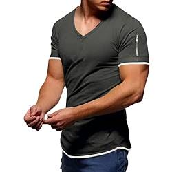 Sommer Männer Kurzarm - Kurzen Ärmeln Tops Casual Kurzarmshirt Fitness Runningshirt Atmungsaktiv Sportshirt Rundhals Casual Tops Solide Lässig Tops von JokeLomple