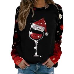 Weihnachten Sweatshrit Damen - Langärmelig Elegant Rundhals Pullover mit Weihnachts Aufdruck Lustig Weihnachts Sweatshirt Frauen Winter Comfy Fit Sweatshirt Weihnachtspulli Winter Oberteile Tops von JokeLomple