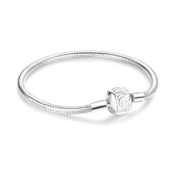 Jokmeo Schlangen-Gliederarmband 925 Sterling Silber Damen Armband für Charm Beads, Silberschmuck für Valentinstag Muttertag Geburtstags Weihnachten Geschenk für Frauen(Rose,18cm) von Jokmeo