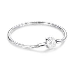 Jokmeo Schlangen-Gliederarmband 925 Sterling Silber Damen Armband für Charm Beads, Silberschmuck für Valentinstag Muttertag Geburtstags Weihnachten Geschenk für Frauen(Rose,20cm) von Jokmeo