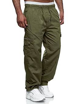 Jolicloth Herren Cargohose Baumwolle Outdoorhose Lange Baggy Hose Casual Freizeithose Pants Grün XL von Jolicloth