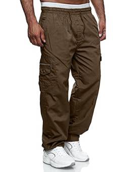 Jolicloth Herren Cargohose Jogginghose Baumwolle Outdoor Lange Baggy Hose Casual Freizeithose Pants Braun XL von Jolicloth