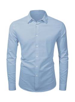 Jolicloth Herren Hemd Herren Langarm Freizeithemd Regular Fit Businesshemd Baumwolle Sommer Stehkragenhemd Sky Blue S von Jolicloth