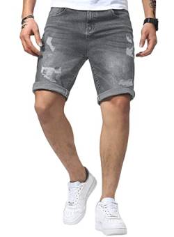 Jolicloth Herren Jeansshorts Sommer-Shorts für Männer Reißverschluss Denim-Shorts mit Taschen Grau XL von Jolicloth