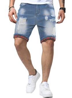 Jolicloth Herren Shorts Jeanshose Sommerhose Kurze Denim Shorts für Herren Regular Fit L von Jolicloth