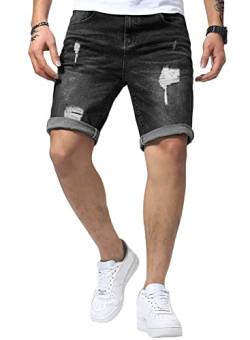 Jolicloth Herren Shorts Schwarze Jeanshose Sommerhose Kurze Denim Shorts für Herren mit Taschen Regular Fit S von Jolicloth