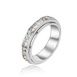 Joliernelle Fidget Ring Anti Anxiety mit Zirkonia Edelstahl Spinning Ring für Damen Größe 57 von Joliernelle