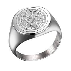 Joliernelle Herren Kompass Ring Silber Siegelring Edelstahl Reisegeschenk Größe 57 von Joliernelle