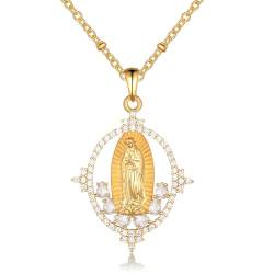 Joliernelle Jungfrau Maria Anhänger für Damen Gold Unsere Liebe Frau von Guadalupe Gold Halskette von Joliernelle
