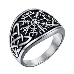 Joliernelle Vegvisir Kompass Ring Herren Damen Edelstahl Wikinger Schmuck Keltischer Knoten Ring Größe 57 von Joliernelle