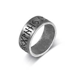 Joliernelle Wikinger Runen Ringe Herren Handgefertigt Grau Edelstahl einfach Bandring für Männer Größe 59 von Joliernelle