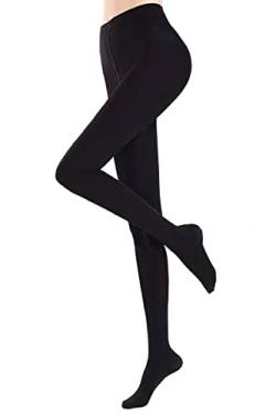 Joligiao Damen Strumpfhosen Thermo Strumpfhose Warme Winter Leggins mit Innenfleece Invisible Plüschstrümpfe Super Strech Pantyhose Hohe Taille Thermoleggins Blickdichte (Schwarz,L-XL/60-80KG) von Joligiao