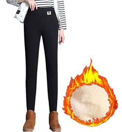 Joligiao Damen Warme Thermoleggings Winter Dicke Leggings Gefütterte Strumpfhose Thermo Yogahosen mit Fleece Slim Blickdichte Jogginghose Freizeithose Winter Strumpfhosen(B-Schwarz,XL) von Joligiao