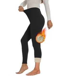 Joligiao GefüTterte Leggings Damen, Tragbare Hohe Taille Thermo Leggings Mit Dicke Innenfleece Sportleggins, Winter Warme Yogahose Laufhose GefüTterte Strumpfhose von Joligiao