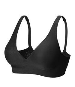 Joligiao Push Up Dessous für Frauen Täglich BH Einfarbiger Classics BHS Soft Bralette Nahtloser Schlaf-BH Mit Abnehmbaren Polstern,Schwarz,M von Joligiao