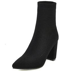 Joliss Damen Blockabsatz Stiefeletten Damen Glitzer Stiefeletten Damen Elegant Abend Kleid Stiefeletten Damen Pointed Toe Ohne Verschluss Stiefeletten Schwarz Gr 38 EU/39Cn von Joliss