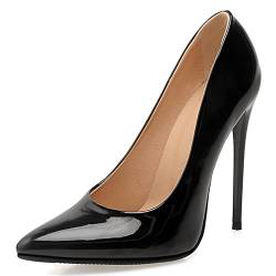 Joliss Damen Höhe Ferse Pumps Damen Pointed Toe Pumps Damen Ohne Verschluss Pumps Damen Elegant Party Pumps Schwarz Gr 44 EU/46Cn von Joliss