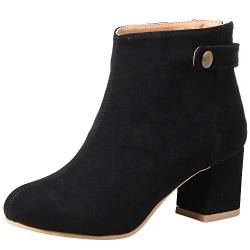 Joliss Damen Stiefeletten Damen Blockabsatz Stiefeletten Mit Schnalle Damen Runde Zehen Reißverschluss Stiefeletten Schwarz Gr 38 EU/39Cn von Joliss