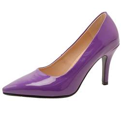 Joliss Damen Stiletto Pumps Damen Pointed Toe Ohne Verschluss Pumps Damen Elegant Abend Kleid Schuhe Dark-Violett Gr 38 EU/39Cn von Joliss