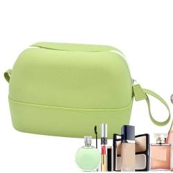 Jomewory Reise-Make-up-Tasche, Kosmetiktasche aus Silikon, mit Reißverschluss, wasserdichte Kosmetiktasche mit Reißverschluss für Pinsel, Schmuck, Schönheitswerkzeuge und, grün, 1 von Jomewory