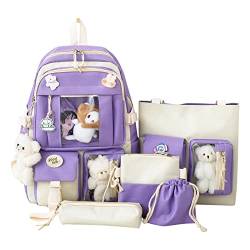 Kawaii Niedliche Rucksäcke für Jugendliche, 17 Zoll große Kapazität Kawaii Rucksack Harajuku Rucksack Damen Rucksack mit Umhängetasche Bleistifttaschen Tasche von Jomewory