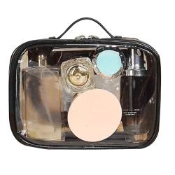 Klare Make-up-Taschen – Kulturbeutel – Reise-Organizer, transparent, tragbare Kosmetiktasche für Shampoo, Damen, Toilettenartikel, Jomewory, Schwarz , 1 von Jomewory