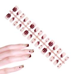 Kurz drücken Sie auf Nägel, quadratisch Valentinstag Press on Nails Fake Nails Red Heart Stick on Nails, Stick on Nails für Weihnachten Nageldekorationen, Home DIY Nagelstudio für Frauen Mädchen von Jomewory