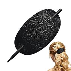 Ovale Haarspangen aus Kunstleder | Lederhaarnadel mit Stick, Hair Slider Pin Pferdeschwanzhalter, Haarschmuck im böhmischen Stil, Haarspange für Frauen und Mädchen von Jomewory