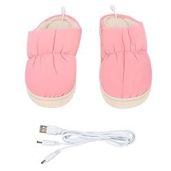 Beheizte Hausschuhe, Elektrisch Beheizbare USB-Plüschschuhe für Männer und Frauen, Beheizter Fußwärmer für den Hausgebrauch, Hält die Füße Warm (Rosa) von Jonlaki