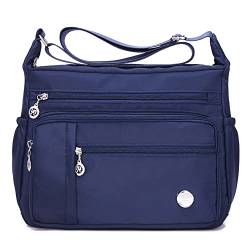 JONON Damen-Umhängetasche, Umhängetasche, modisch, Tragegriff, Handtasche, geräumig, mehrere Taschen, Blau groß von Jonon