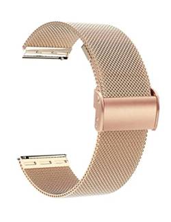 Edelstahl Uhrenarmband Mesh 16mm/18mm/20mm/22mm,Ersatz Metall Armband Edelstahlarmband mit Magnetverschluss Smartwatch Schnellverschluss Watch Uhren Ersatzband für Damen Herren (20mm, Roségold) von Jonurphy