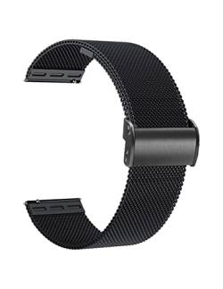 Edelstahl Uhrenarmband Mesh 16mm/18mm/20mm/22mm,Ersatz Metall Armband Edelstahlarmband mit Magnetverschluss Smartwatch Schnellverschluss Watch Uhren Ersatzband für Damen Herren (20mm, Schwarz) von Jonurphy