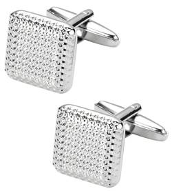 Jonwo Quadratische Metall Herren Manschettenknöpfe Silber/Vergoldet/Schwarz und Roségold Vergoldet Men Cufflinks Hochzeit Hemd Party Geburtstag Jubiläum Kleid (Silber) von Jonwo