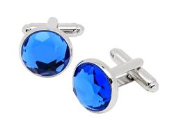 Jonwo Silber Polyeder Kristall Herren Manschettenknöpfe In Geschenkbox Männer Manschettenknöpfe Blau Cufflinks Hochzeit Hemd Party Geburtstag Jubiläum Kleid (Blauer Kristall) von Jonwo