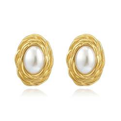 Joo&Rind Ohrstecker Gold Ohrringe Damen, Edelstein Statement Ohrringe Gold, 18k Vergoldet Hypoallergen Edelstahl Ohrringe Damen, Zirkonia Schmuck für Damen, Geschenke für Frauen von Joo&Rind