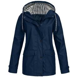 Jooffery Regenjacke Damen Wasserdicht Windjacke 5xl Große Größen Regenmantel mit Kapuze Kordelzug, langärmliger Outdoorjacke Übergangsjacke Reißverschluss Jacke mit Taschen für Herbst Wandern Fahrrad von Jooffery