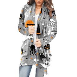 Jooffery Strickjacke für Damen Leicht 2023 Casual Soft Comfy Print Open Front Mäntel Halloween Kostüme Grosse GröSsen Mode Longsleeve Locker Mantel Mode Herbst Kleidung von Jooffery